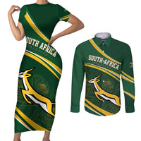 South Africa Rugby Personalized Bokke Couples Matching Short Sleeve Bodycon Dress and Long Sleeve Button Shirt Springboks - Stronger Together - Wonder Print Shop