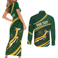 South Africa Rugby Personalized Bokke Couples Matching Short Sleeve Bodycon Dress and Long Sleeve Button Shirt Springboks - Stronger Together - Wonder Print Shop
