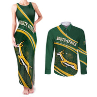South Africa Rugby Personalized Bokke Couples Matching Tank Maxi Dress and Long Sleeve Button Shirt Springboks - Stronger Together - Wonder Print Shop