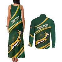 South Africa Rugby Personalized Bokke Couples Matching Tank Maxi Dress and Long Sleeve Button Shirt Springboks - Stronger Together - Wonder Print Shop