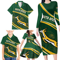 South Africa Rugby Personalized Bokke Family Matching Long Sleeve Bodycon Dress and Hawaiian Shirt Springboks - Stronger Together - Wonder Print Shop