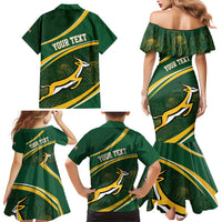 South Africa Rugby Personalized Bokke Family Matching Mermaid Dress and Hawaiian Shirt Springboks - Stronger Together - Wonder Print Shop