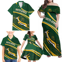 South Africa Rugby Personalized Bokke Family Matching Off Shoulder Maxi Dress and Hawaiian Shirt Springboks - Stronger Together - Wonder Print Shop