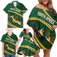 South Africa Rugby Personalized Bokke Family Matching Off Shoulder Short Dress and Hawaiian Shirt Springboks - Stronger Together - Wonder Print Shop