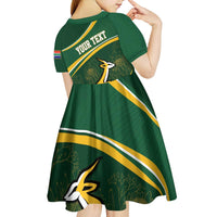 South Africa Rugby Personalized Bokke Kid Short Sleeve Dress Springboks - Stronger Together - Wonder Print Shop