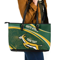 South Africa Rugby Personalized Bokke Leather Tote Bag Springboks - Stronger Together - Wonder Print Shop