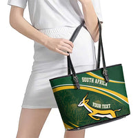 South Africa Rugby Personalized Bokke Leather Tote Bag Springboks - Stronger Together - Wonder Print Shop