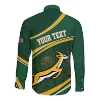 South Africa Rugby Personalized Bokke Long Sleeve Button Shirt Springboks - Stronger Together - Wonder Print Shop