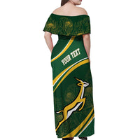 South Africa Rugby Personalized Bokke Off Shoulder Maxi Dress Springboks - Stronger Together - Wonder Print Shop