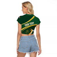 South Africa Rugby Personalized Bokke Raglan Cropped T Shirt Springboks - Stronger Together - Wonder Print Shop