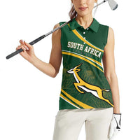 South Africa Rugby Personalized Bokke Women Sleeveless Polo Shirt Springboks - Stronger Together - Wonder Print Shop