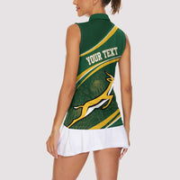 South Africa Rugby Personalized Bokke Women Sleeveless Polo Shirt Springboks - Stronger Together - Wonder Print Shop