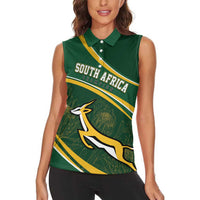 South Africa Rugby Personalized Bokke Women Sleeveless Polo Shirt Springboks - Stronger Together - Wonder Print Shop