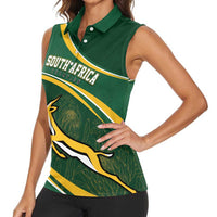 South Africa Rugby Personalized Bokke Women Sleeveless Polo Shirt Springboks - Stronger Together - Wonder Print Shop