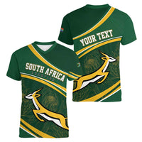 South Africa Rugby Personalized Bokke Women V-Neck T-Shirt Springboks - Stronger Together - Wonder Print Shop