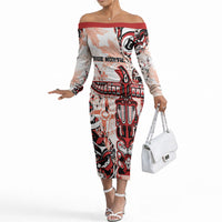 Canada Indigenous Haida Art Personalized Off The Shoulder Long Sleeve Dress True North