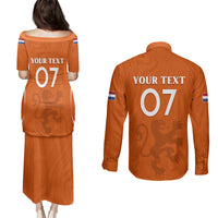 Personalised Netherlands Football Couples Matching Puletasi Dress and Long Sleeve Button Shirts Lionesses World Cup 2023 LT7 - Wonder Print Shop
