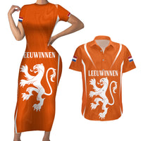 Personalised Netherlands Football Couples Matching Short Sleeve Bodycon Dress and Hawaiian Shirt Lionesses World Cup 2023 LT7 - Wonder Print Shop
