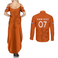 Personalised Netherlands Football Couples Matching Summer Maxi Dress and Long Sleeve Button Shirts Lionesses World Cup 2023 LT7 - Wonder Print Shop