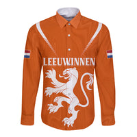 Personalised Netherlands Football Long Sleeve Button Shirt Lionesses World Cup 2023 - Wonder Print Shop