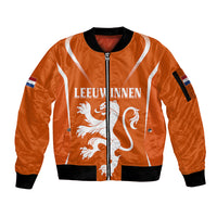 Personalised Netherlands Football Sleeve Zip Bomber Jacket Lionesses World Cup 2023 - Wonder Print Shop