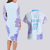 Personalised Spain Football Couples Matching Long Sleeve Bodycon Dress and Hawaiian Shirt Coral Reef Jersey Replica Inspired LT7 - Wonder Print Shop