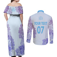 Personalised Spain Football Couples Matching Off Shoulder Maxi Dress and Long Sleeve Button Shirts Coral Reef Jersey Replica Inspired LT7 - Wonder Print Shop