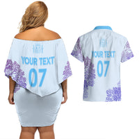Personalised Spain Football Couples Matching Off Shoulder Short Dress and Hawaiian Shirt Coral Reef Jersey Replica Inspired LT7 - Wonder Print Shop
