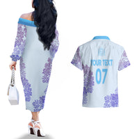 Personalised Spain Football Couples Matching Off The Shoulder Long Sleeve Dress and Hawaiian Shirt Coral Reef Jersey Replica Inspired LT7 - Wonder Print Shop