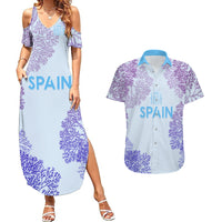 Personalised Spain Football Couples Matching Summer Maxi Dress and Hawaiian Shirt Coral Reef Jersey Replica Inspired LT7 - Wonder Print Shop
