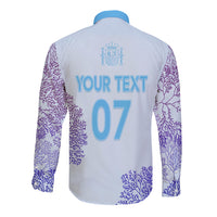 Personalised Spain Football Long Sleeve Button Shirt Coral Reef Jersey Replica Inspired - Wonder Print Shop