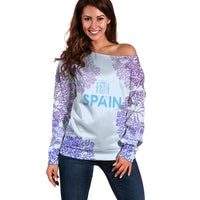 Personalised Spain Football Off Shoulder Sweater Coral Reef Jersey Replica Inspired - Wonder Print Shop