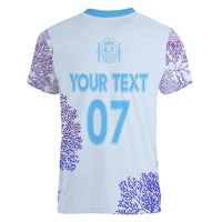 Personalised Spain Football Women V Neck T Shirt Coral Reef Jersey Replica Inspired - Wonder Print Shop