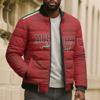 Morocco Football Atlas Lionesses Custom Bomber Puffer Jacket Arabesque Motif