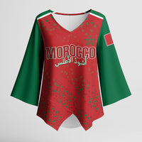 Morocco Football Atlas Lionesses Custom Kimono Sleeve Blouse Arabesque Motif