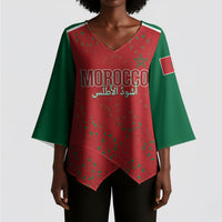 Morocco Football Atlas Lionesses Custom Kimono Sleeve Blouse Arabesque Motif