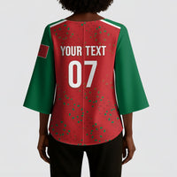 Morocco Football Atlas Lionesses Custom Kimono Sleeve Blouse Arabesque Motif
