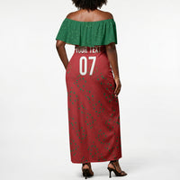 Morocco Football Atlas Lionesses Custom Off Shoulder Maxi Dress Arabesque Motif