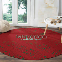 Morocco Football Atlas Lionesses Round Carpet Arabesque Motif