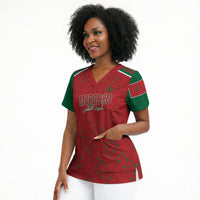 Morocco Football Atlas Lionesses Custom Scrub Top Arabesque Motif