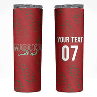 Morocco Football Atlas Lionesses Custom Skinny Tumbler Arabesque Motif