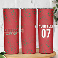 Morocco Football Atlas Lionesses Custom Skinny Tumbler Arabesque Motif