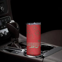 Morocco Football Atlas Lionesses Custom Skinny Tumbler Arabesque Motif