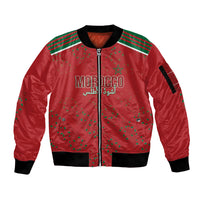 Morocco Football Atlas Lionesses Custom Sleeve Zip Bomber Jacket Arabesque Motif
