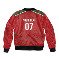 Morocco Football Atlas Lionesses Custom Sleeve Zip Bomber Jacket Arabesque Motif