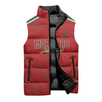 Morocco Football Atlas Lionesses Custom Sleeveless Puffer Jacket Arabesque Motif