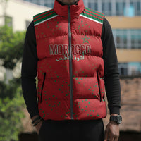 Morocco Football Atlas Lionesses Custom Sleeveless Puffer Jacket Arabesque Motif