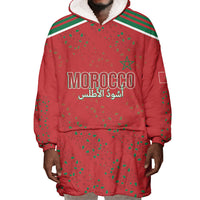 Morocco Football Atlas Lionesses Custom Wearable Blanket Hoodie Arabesque Motif