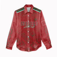 Morocco Football Atlas Lionesses Custom Women Casual Shirt Arabesque Motif