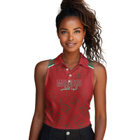 Morocco Football Atlas Lionesses Custom Women Sleeveless Polo Shirt Arabesque Motif